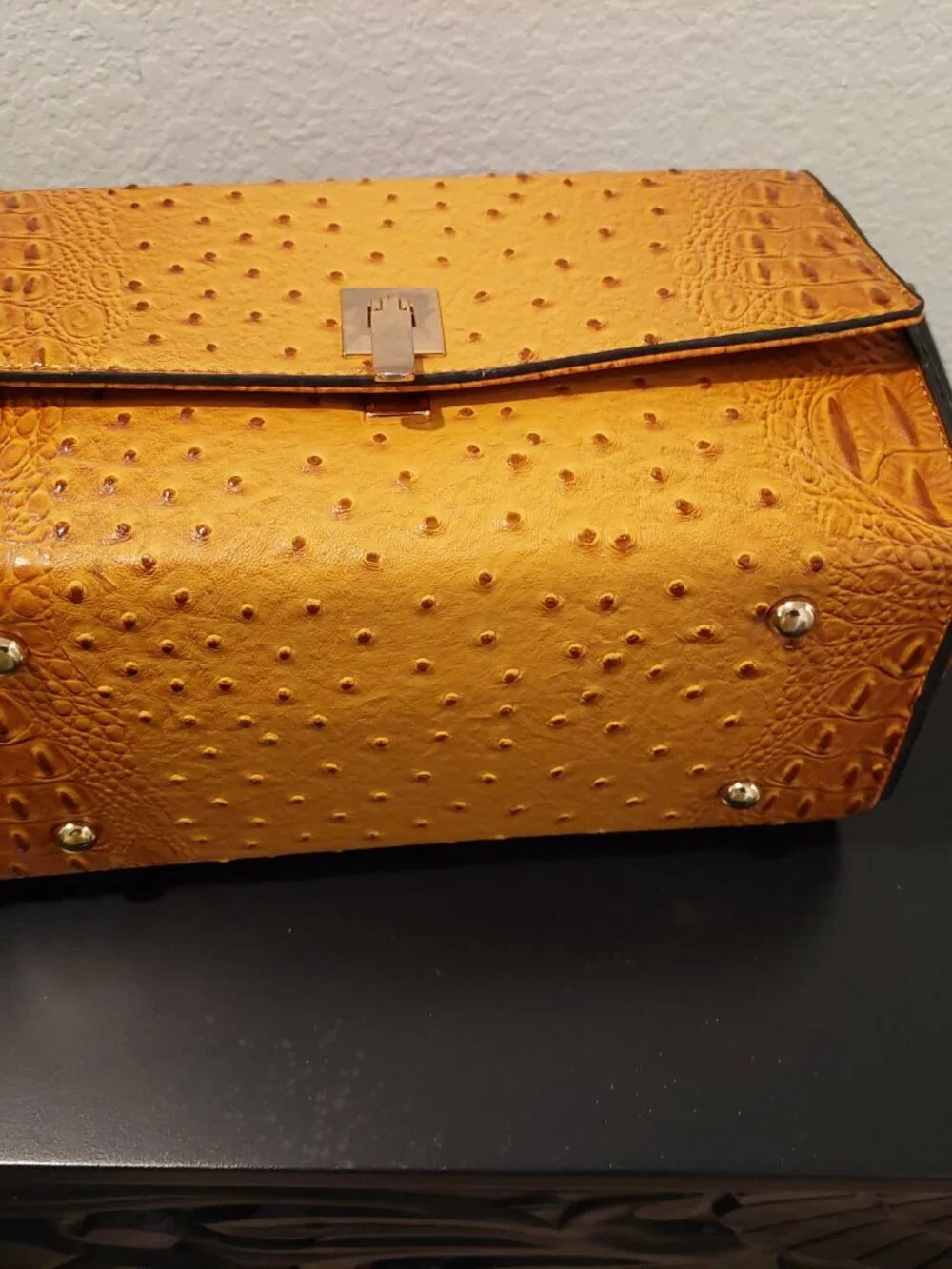 Ostrich print handbag and wallet